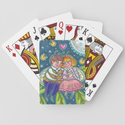LOVE BUGS FIREFLIES  FULL MOON CUTE VALENTINE PLAYING CARDS