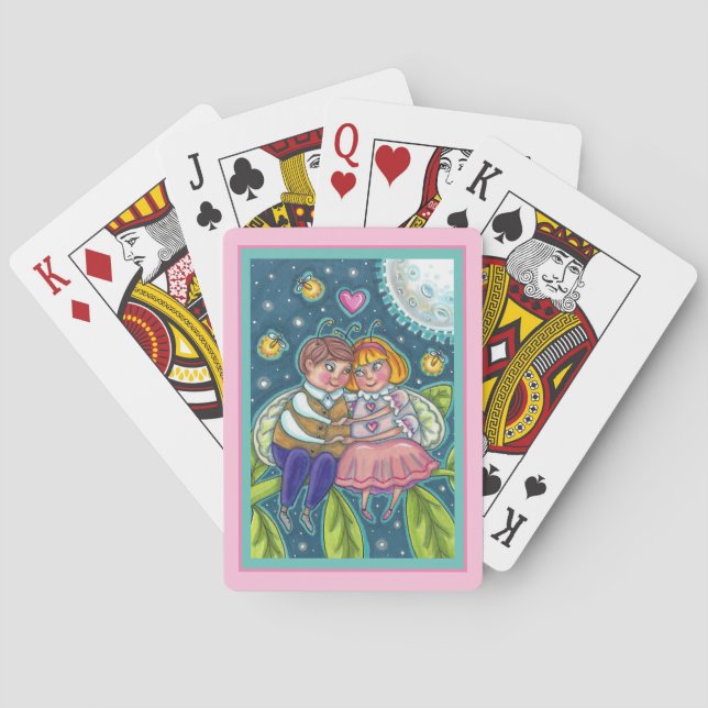 LOVE BUGS, FIREFLIES & FULL MOON, CUTE VALENTINE POKER CARDS (Back)