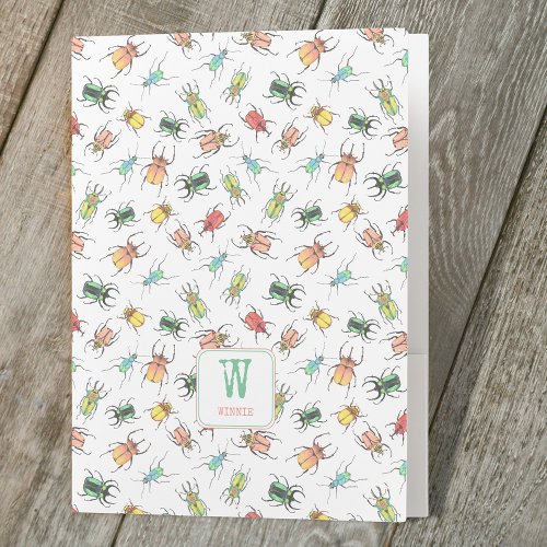 Love Bugs Monogram Kids Pocket Folder