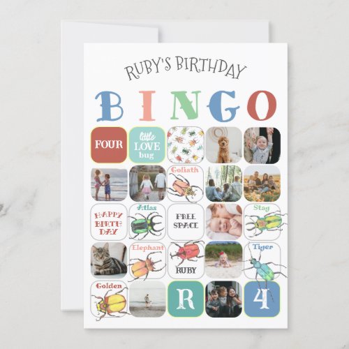 Love Bugs Party Bingo Game Card version 2