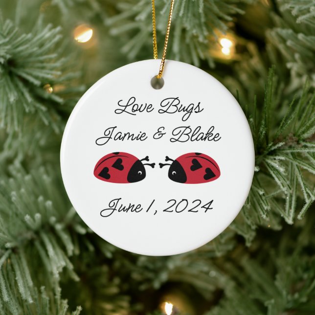 Love Bugs, Personalize Ceramic Ornament (Tree)
