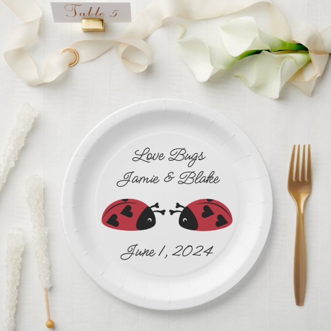 Love Bugs, Personalize Paper Plates (Wedding)