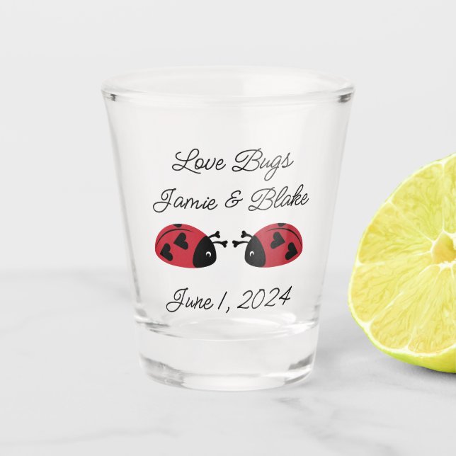 Love Bugs, Personalize Shot Glass (Front)