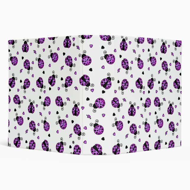 Love Bugs Purple Ladybugs Binder (Background)