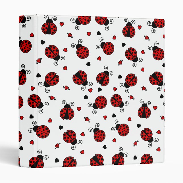 Love Bugs Red Ladybugs 3 Ring Binder (Front/Spine)