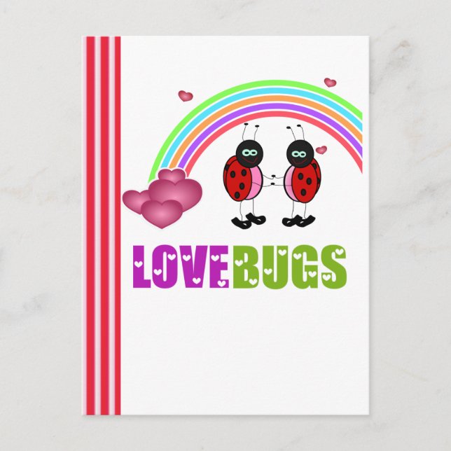 Love bugs Valentine's Day Postcard (Front)