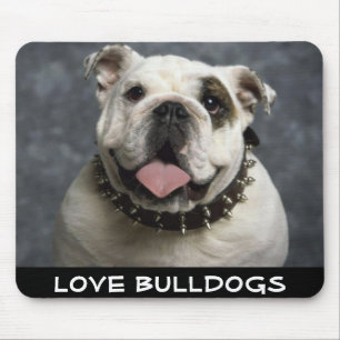 Love Bulldog Puppy Dog  With Spike Collar Mousepad