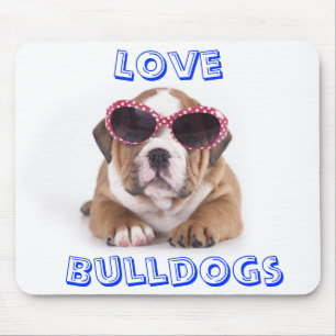 Love Bulldogs, Bulldog with Sunglasses Mousepad