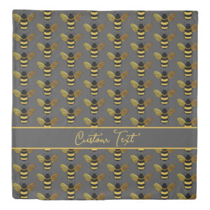 LOVE BUMBLE BEES SIMPLE BEE PATTERN BROWN  DUVET COVER