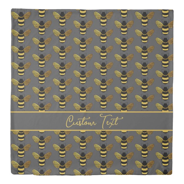 LOVE BUMBLE BEES SIMPLE BEE PATTERN BROWN  DUVET COVER (Front)