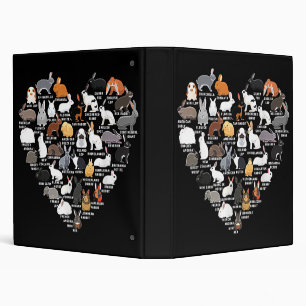 Love Bunnies Funny Rabbit Heart 3 Ring Binder
