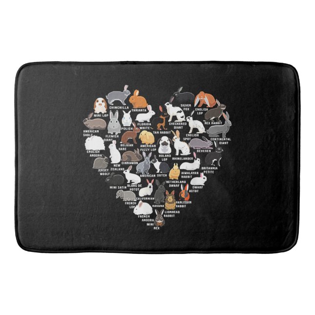 Love Bunnies Funny Rabbit Heart  Bath Mat (Front)