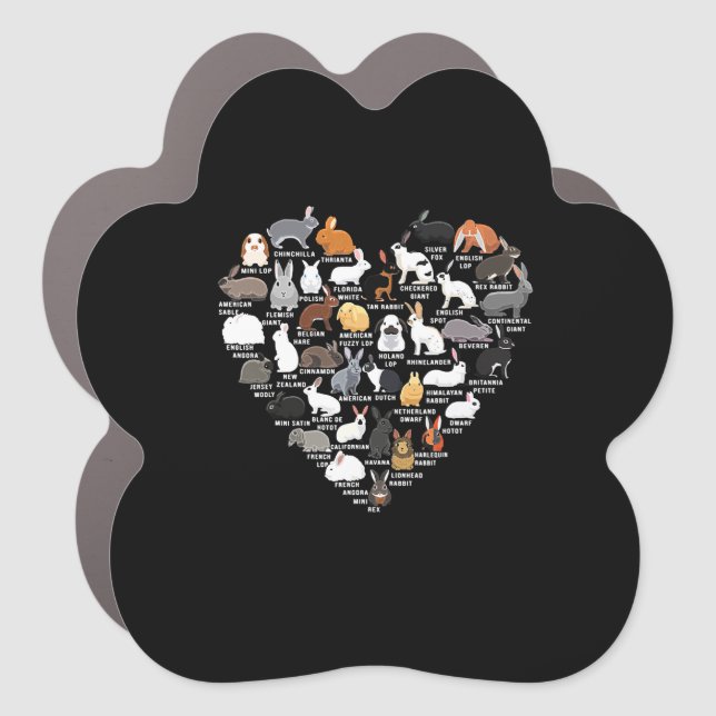 Love Bunnies Funny Rabbit Heart Car Magnet (Front)