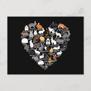 Love Bunnies Funny Rabbit Heart Holiday Postcard