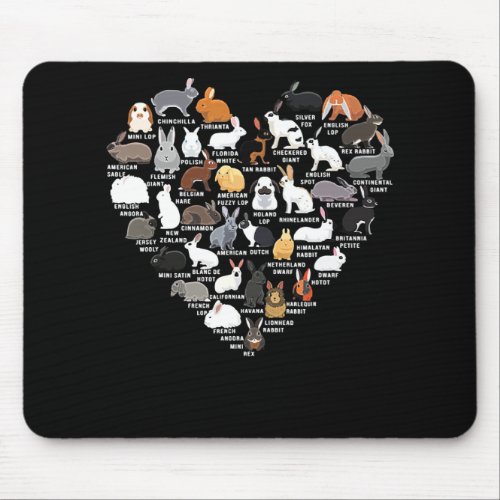Love Bunnies Funny Rabbit Heart Mouse Pad