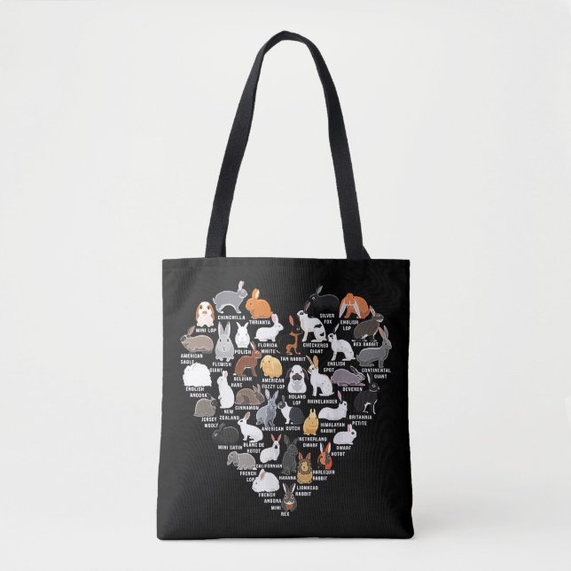 Love Bunnies Funny Rabbit Heart  Tote Bag (Front)