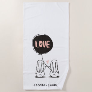 Love Bunnies Monogram Beach Towel