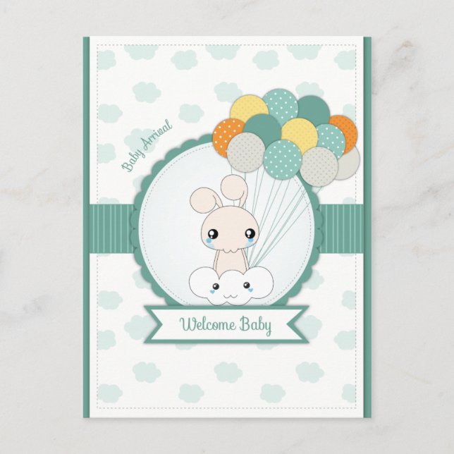 Love Bunnies New Baby Congratulation Announcement Postcard (Front)