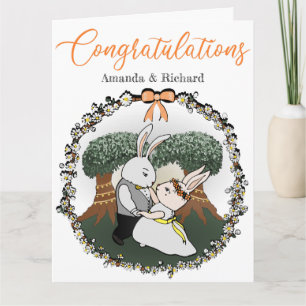 Love Bunnies Personalized Wedding Congratulations Card