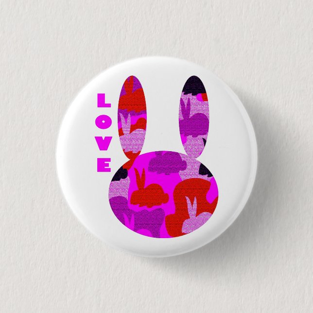 Love Bunny Badge Button (Front)