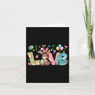 Love Bunny Donkey Easter Day Hunting Eggs Colorful Card
