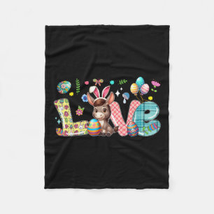 Love Bunny Donkey Easter Day Hunting Eggs Colorful Fleece Blanket