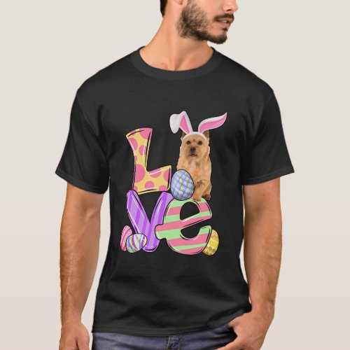 Love Bunny Norwich Terrier Dog Easter Eggs Easter  T_Shirt