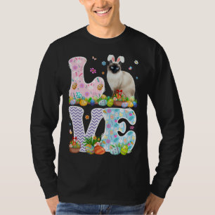 Love Bunny Siamese Cat & Easter Egg Basket Easter  T-Shirt