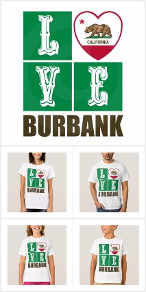 Love Burbank California State Flag Heart