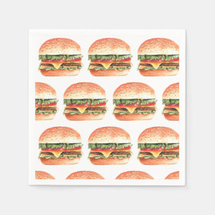 Love + Burgers Picnic BBQ Couples Bridal Shower Napkins