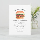 Love + Burgers Picnic BBQ Wedding Shower Invitation (Standing Front)