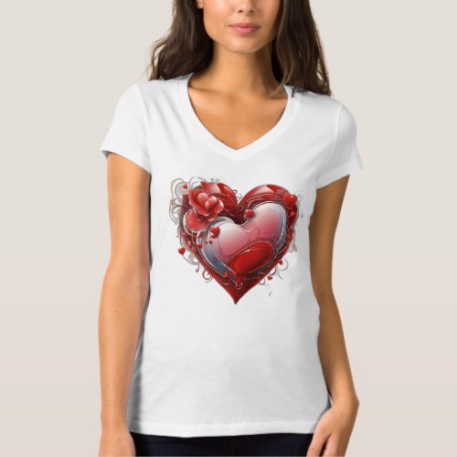 Love Burst Valentines Day Heart Design T_Shirt