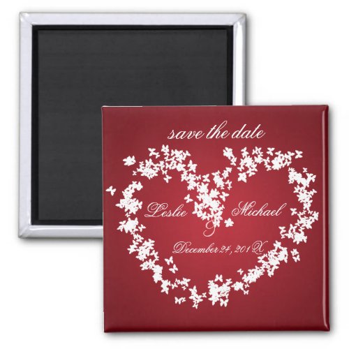 Love butterflies heart save the date magnet