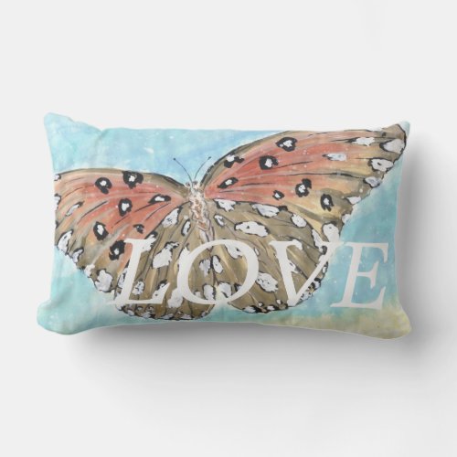 lOVE butterfly blue sky inspiration pillow
