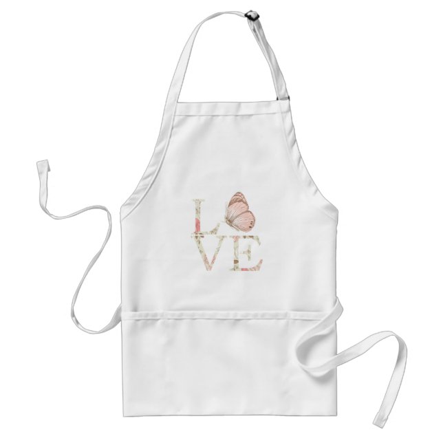 Love Butterfly Floral Adult Apron (Front)