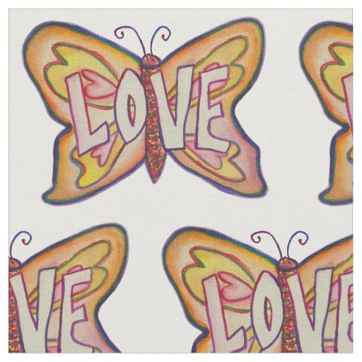 Love Butterfly Inspirational Word Fabric Material