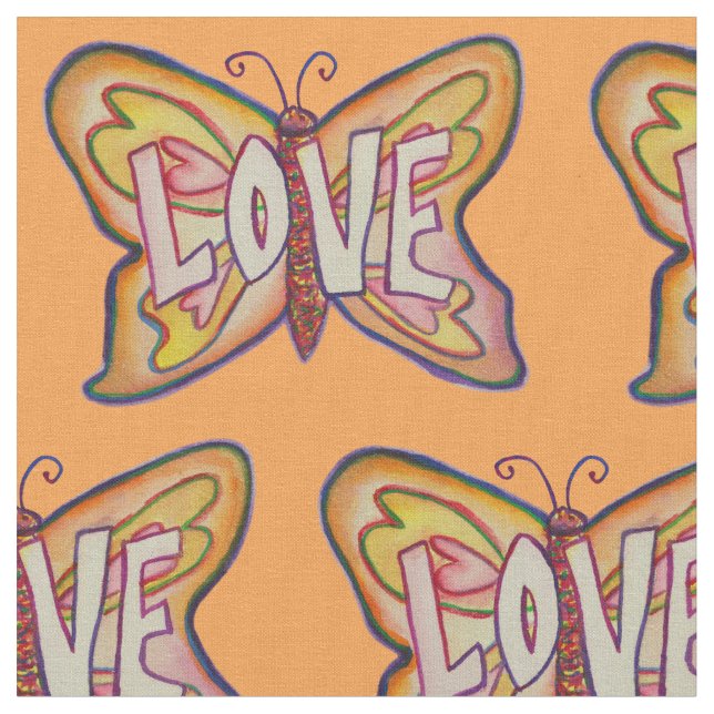 Love Butterfly Inspirational Word Fabric Material (Close Up)