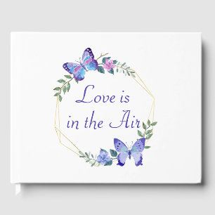 Love Butterfly Watercolor Butterflies Blue Wedding Guest Book