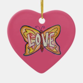 Love Butterfly Word Art Gift Holiday Ornament