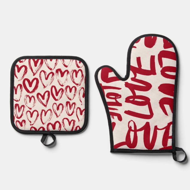Love by Sommer Hamilton  Oven Mitt & Pot Holder Set (Front)