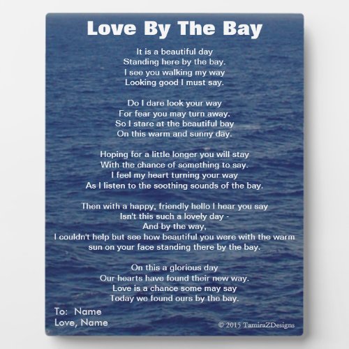 Love By The Bay Poem Blue Water PERSONALIZE NAMES Plaque