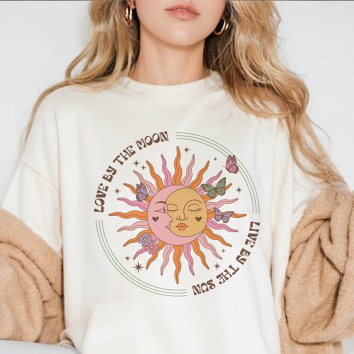 Love by the Moon Retro Boho Sun T_Shirt