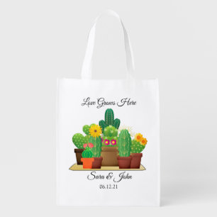 Love Cactus Flower Reusable Wedding Tote Bag