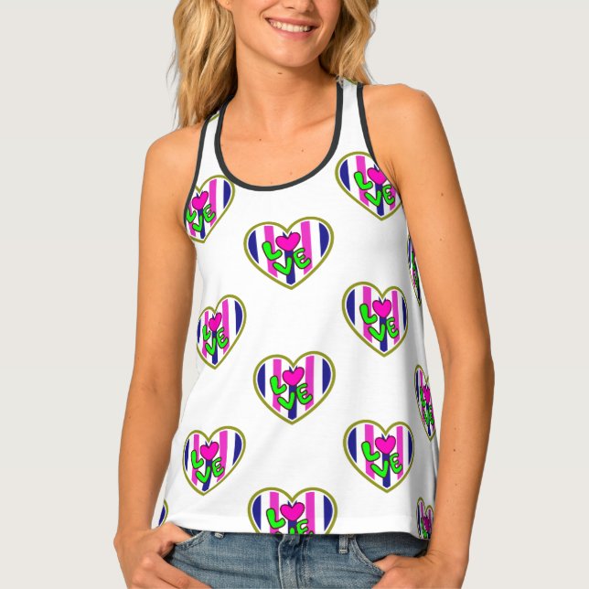 Love Cactus Heart Racerback Tank – Bold All-Over P (Front)