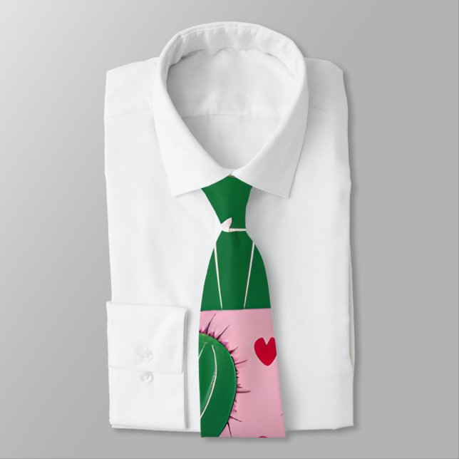 Love Cactus Pattern Neck Tie (Tied)