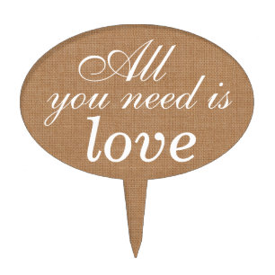 Love Cake Pick on Burlap