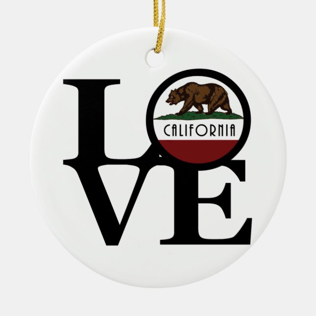LOVE California Ceramic Ornament (Front)