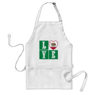 Love California Republic State Flag Heart Pride Adult Apron