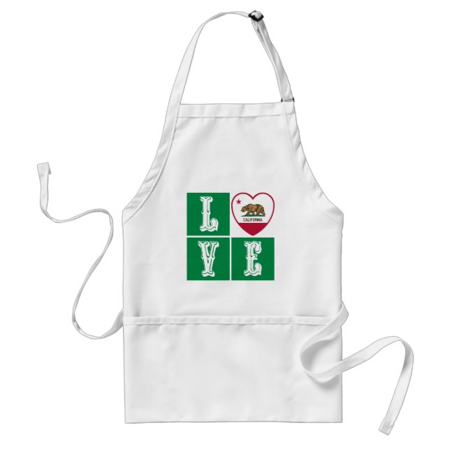 Love California Republic State Flag Heart Pride Adult Apron (Front)