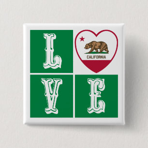 Love California Republic State Flag Heart Pride Button